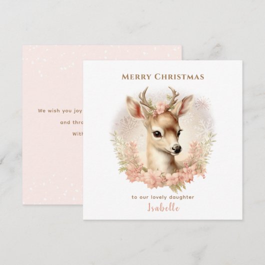パステルヴィンテージディアフラワーズネームクリスマスカード カード (正面/裏面)