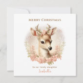 パステルヴィンテージディアフラワーズネームクリスマスカード カード (正面)