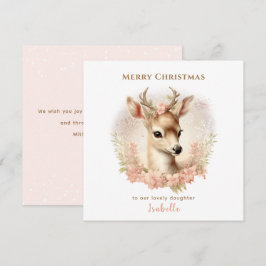 パステルヴィンテージディアフラワーズネームクリスマスカード カード