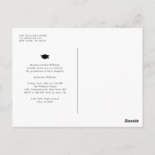 パステルヴィンテージフラワーブラックフォト卒業 ポストカード (裏面)