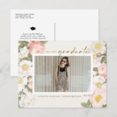 パステルヴィンテージフラワーベージュフォト卒業 ポストカード (正面/裏面)