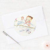 パステルヴィンテージベビーガールベビーシャワー招待状 ラウンドシール (封筒)