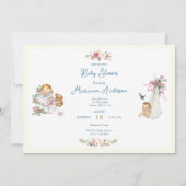 パステルヴィンテージベビーガールベビーシャワー招待状 招待状 (裏面)