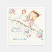 パステルヴィンテージベビーガールベビーシャワー スタンダードカクテルナプキン (正面)