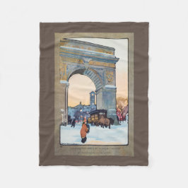 パステルヴィンテージワシントンアーチアットウィンタートワイライト フリースブランケット