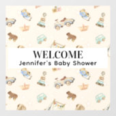 パステルヴィンテージ木製おもちゃパターン赤ちゃんシャワー ウィンドウサイン (シート)