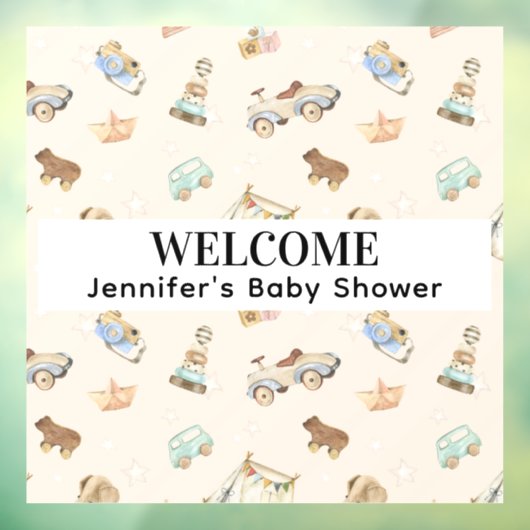 パステルヴィンテージ木製おもちゃパターン赤ちゃんシャワー ウィンドウサイン (シート3)