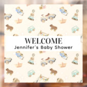 パステルヴィンテージ木製おもちゃパターン赤ちゃんシャワー ウィンドウサイン (シート2)