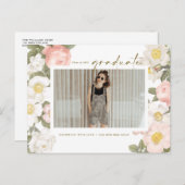 パステルヴィンテージ花白写真卒業 ポストカード (正面/裏面)