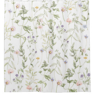 パステルヴィンテージ花 シャワーカーテン