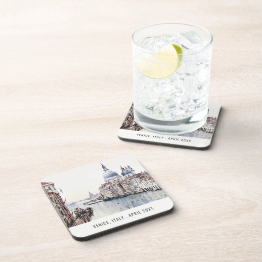 パステルヴェネツィアイタリアウォーターカラートラベイタリアンル コースター (右側)
