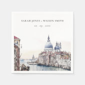 パステルヴェネツィアイタリアカナルスウォーターカラー結婚ズ スタンダードカクテルナプキン (正面)