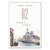 パステルヴェネツィアイタリアカナルスウォーターカラー結婚ズ テーブルナンバー (裏面)