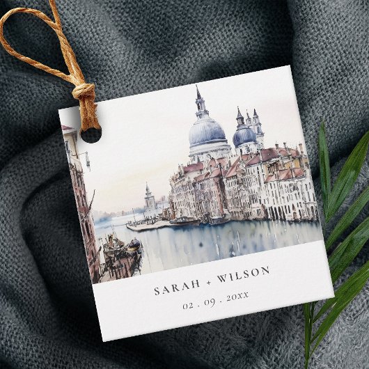 パステルヴェネツィアイタリアカナルスウォーターカラー結婚ズ フェイバータグ