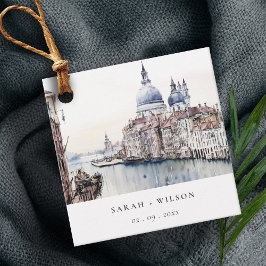 パステルヴェネツィアイタリアカナルスウォーターカラー結婚ズ フェイバータグ