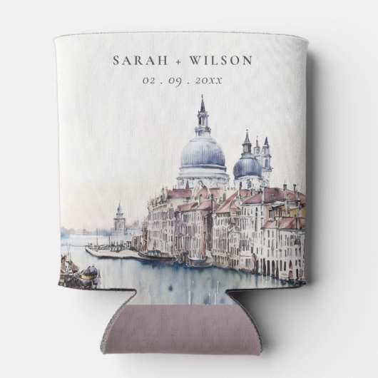 パステルヴェネツィアイタリアカナルスウォーターカラー結婚ズ 缶クーラー (裏面)