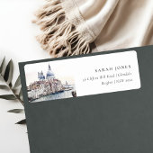 パステルヴェネツィアイタリアカナルズウォーターカラーアドレス ラベル