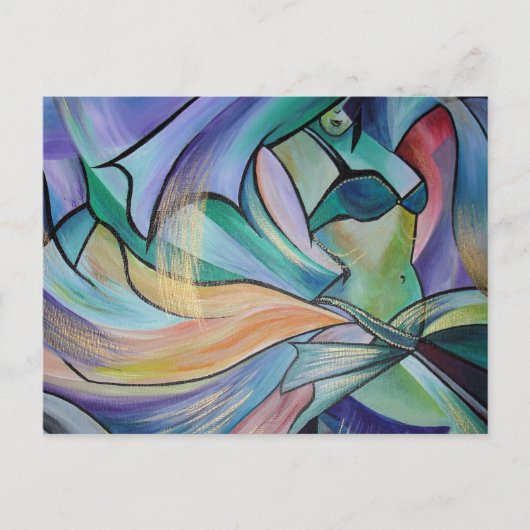 パステルヴェール付き中東ベリーダンサー ポストカード (正面)