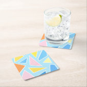 パステル三角形オン淡い色のブルー スクエアペーパーコースター (インサイチュ)