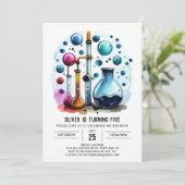 パステル不機嫌サイエンティスト化学誕生日 招待状 (スタンド正面)