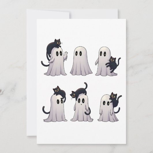 パステル不気味ゴシック幽霊黒猫ハロウィーン サンキューカード (正面)