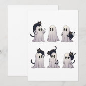 パステル不気味ゴシック幽霊黒猫ハロウィーン サンキューカード (正面/裏面)