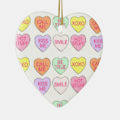 パステル会話キャンディハートバレンタインデー セラミックオーナメント (右)
