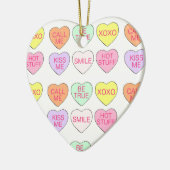 パステル会話キャンディハートバレンタインデー セラミックオーナメント (左)