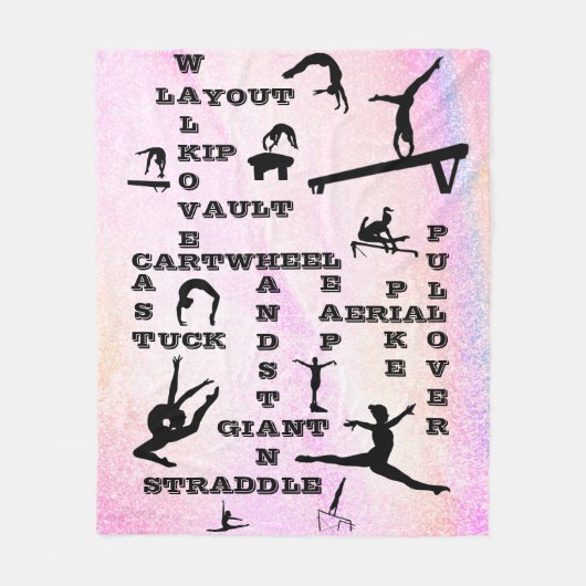 パステル体操スキルクロスワードブランケット フリースブランケット (正面)