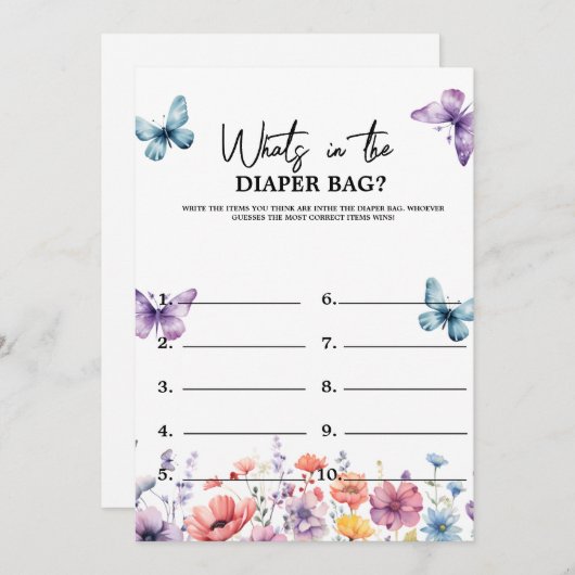 パステル何がバッグの赤ちゃんシャワーゲームカード 招待状 (正面/裏面)