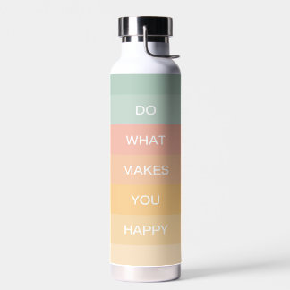 パステル前向き引用文Do What Makes You Happy ウォーターボトル