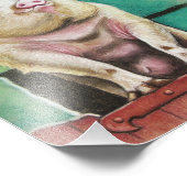 パステル動物の幸せな絵画豚 フォトプリント            (角)