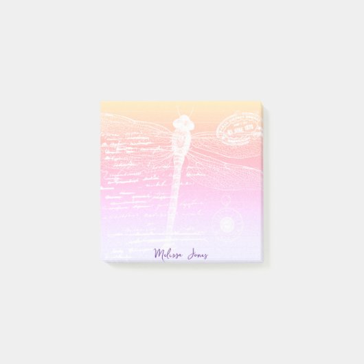 パステル勾配トンボパーソナライズされたイ ポストイット (正面)