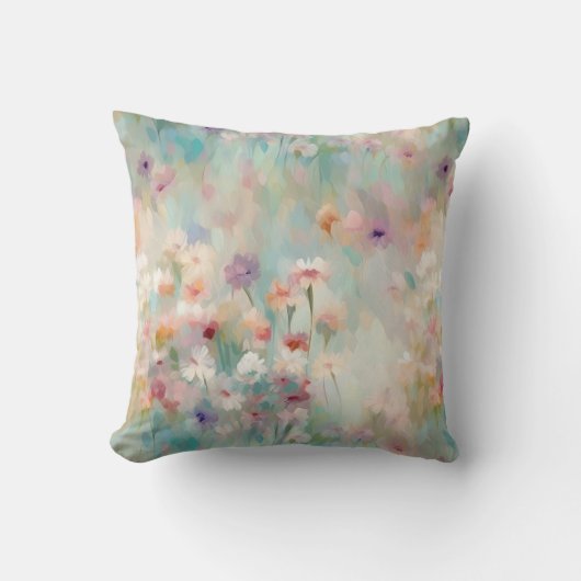 パステル印象派の花 クッション (正面)