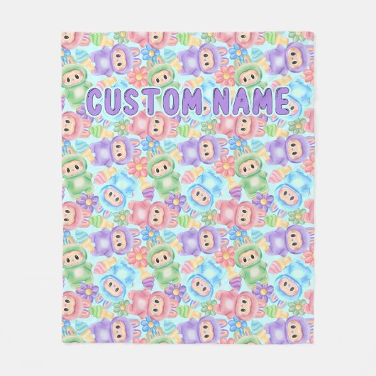 パステル可愛い毛布パーソナライズされた、居心地の良いスロー フリースブランケット (正面)