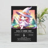 パステル可愛い魔法使いの誕生日 招待状 (スタンド正面)
