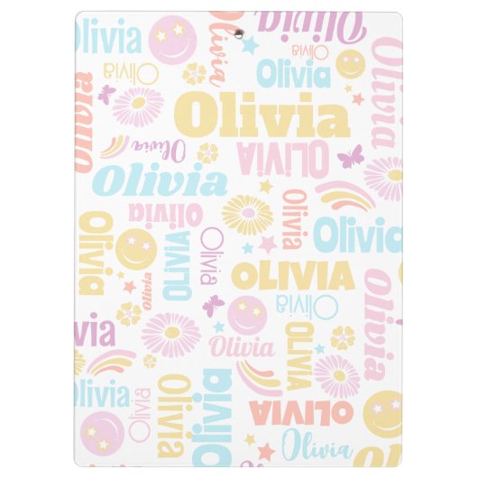 パステル名門私立校風のスミリー顔スター名前をカスタムするオリビア クリップボード (裏面)