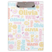 パステル名門私立校風のスミリー顔スター名前をカスタムするオリビア クリップボード (正面)