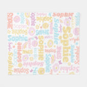 パステル名門私立校風のスミリー顔スター名前をカスタムするソフィー フリースブランケット (正面(横))