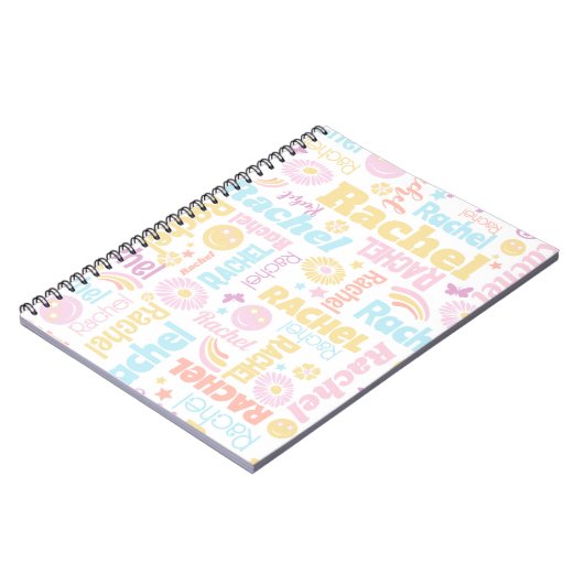 パステル名門私立校風のスミリー顔スター名前をカスタムするレイチェル ノートブック (左側)