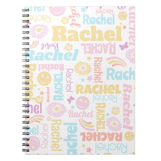 パステル名門私立校風のスミリー顔スター名前をカスタムするレイチェル ノートブック (正面)