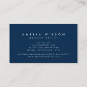 パステル名門私立校風のピンクと白のストライプブルー 名刺 (裏面)