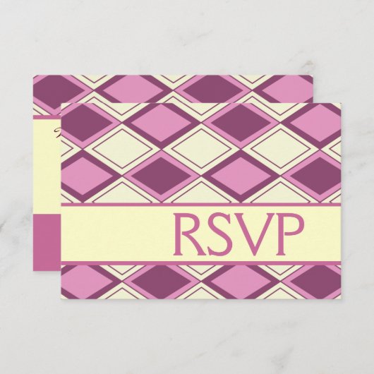 パステル名門私立校風のピンクアーガイル誕生日RSVP 出欠カード (正面/裏面)