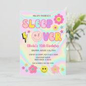 パステル名門私立校風のピンクY2Kスリープオーバーパーティー誕生日 招待状 (スタンド正面)