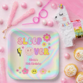 パステル名門私立校風のピンクY2Kスリープオーバー誕生日 ペーパープレート (パーティー)