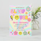 パステル名門私立校風のピンクY2Kスリープオーバー誕生日 招待状 (スタンド正面)