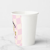 パステル名門私立校風のピンクY2Kレトロ誕生日紙プレート 紙コップ (左)