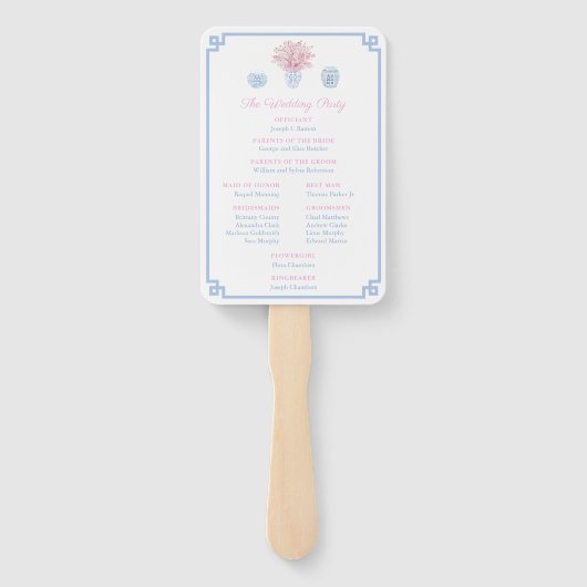 パステル名門私立校風のブルーとピンクチノイスリー結婚ズ ハンドファン (裏面)