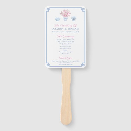 パステル名門私立校風のブルーとピンクチノイスリー結婚ズ ハンドファン (正面)