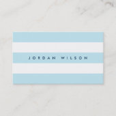 パステル名門私立校風のブルーとホワイトのストライプブルー 名刺 (正面)